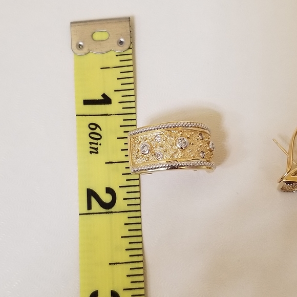 14k Diamond French Clip Hoops Earrings - Picture 10 of 13